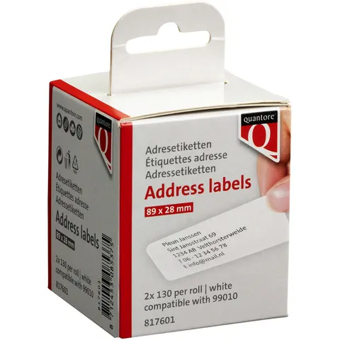 Labeletiket Quantore 99010 89 x 28 mm adres wit – afbeelding 1