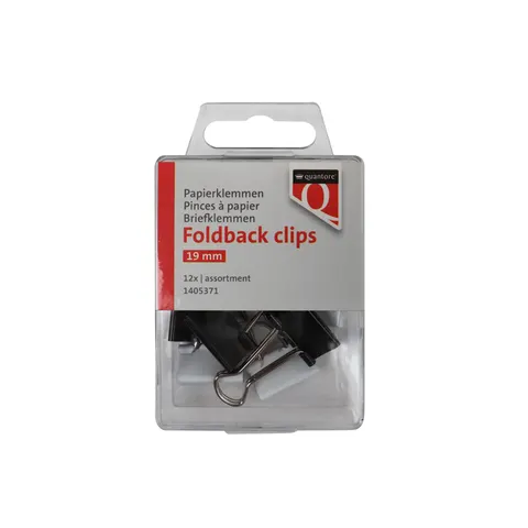 Foldback clips Quantore 19 mm assorti 12 stuks – afbeelding 1
