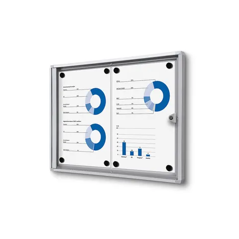 Vitrinebord Quantore voor binnen 2x A4 zilver – afbeelding 1