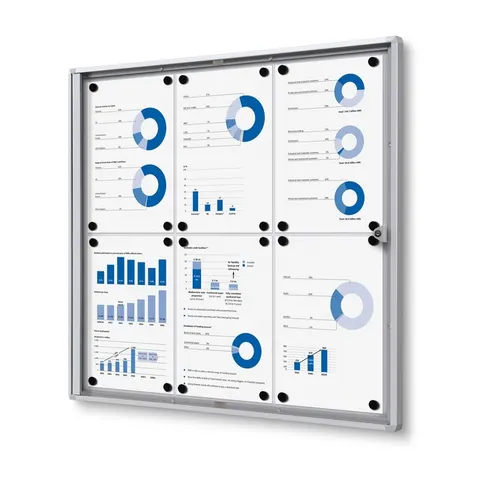 Vitrinebord Quantore voor binnen 6x A4 zilver – afbeelding 1