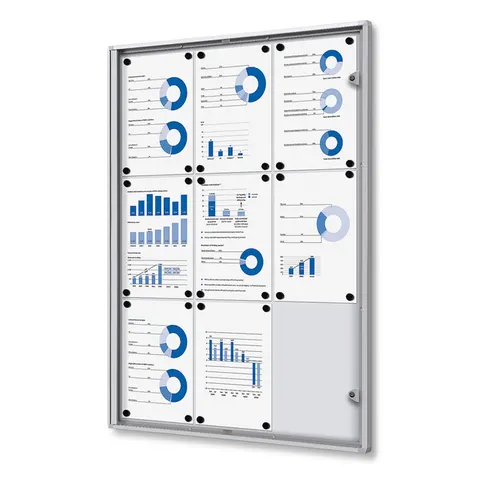 Vitrinebord Quantore voor binnen 9x A4 zilver – afbeelding 1