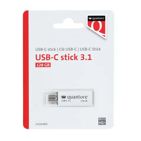 USB stick 3.1 Quantore USB-C 128GB zilver – afbeelding 1