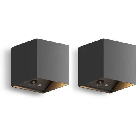 Calex 2x Falerna Oplaadbare Up & Down Wandlamp Zwart – afbeelding 1