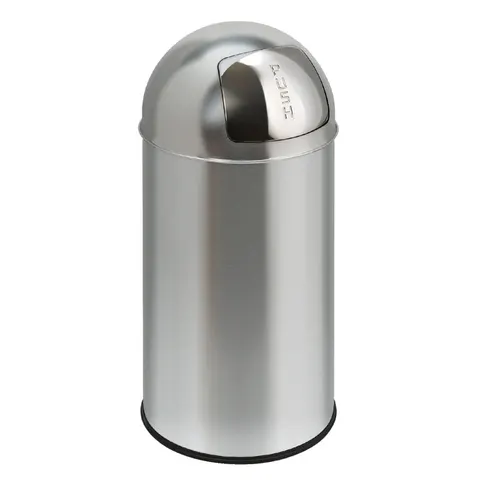 Afvalbak Pushcan met pushdeksel 40liter mat RVS – afbeelding 1