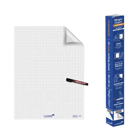 Magic-Chart Legamaster flipchart 600x800mm wit met ruit 25 vel – afbeelding 1