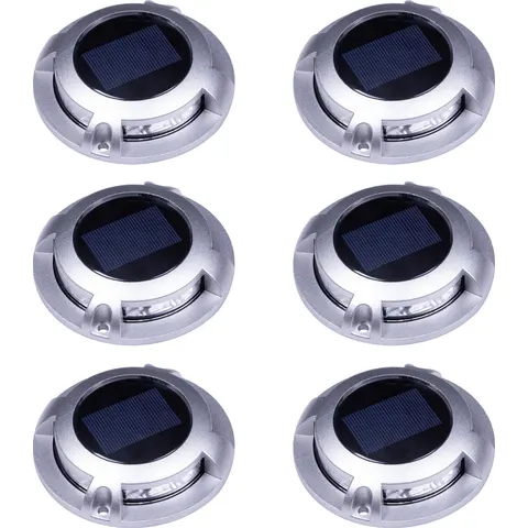 KS Verlichting Set 6 Stuks Solar Decklight RVS – afbeelding 1