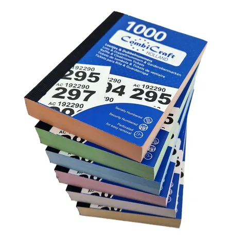 CombiCraft nummerbloks 1 tot 1000 - garderobenummers - dubbelnummers - 6 boekjes – afbeelding 1