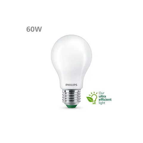 Philips UltraEfficient LED lamp Mat - 60W - E27 fitting - Warmwit licht; 2700K - Ultra Efficiënt: Energielabel A - 3-pack – afbeelding 1