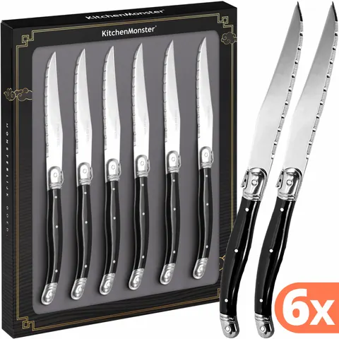 KitchenMonster® Steakmessen set van 6 - Zwart – afbeelding 1