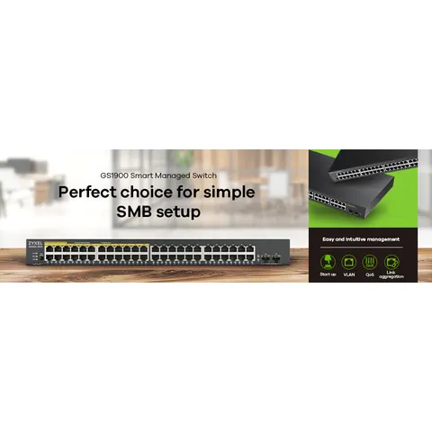 Zyxel Smart Switch 48x Port GbE L2,rackmount – Schwarz – Bild 1