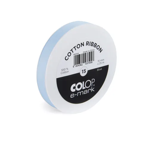 Lint Colop E-mark 15mmx25m blauw – afbeelding 1