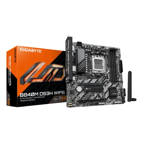 GIGABYTE B840M DS3H WIFI6 Mainboard – Schwarz – Bild 1