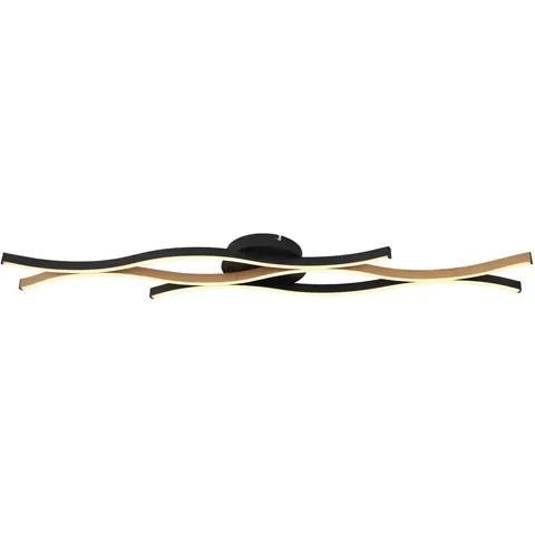 LED-Deckenlampe Geronimo, Länge 108 cm, schwarz/Holzoptik – schwarz, holz dunkel – Bild 1