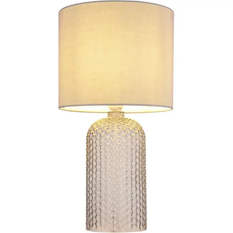 Globo Sofia table lamp, grey, height 50 cm, fabric/glass – image 1