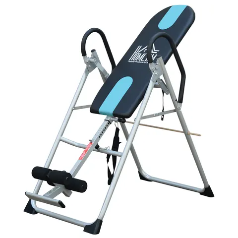 Homcom Table d'inversion de musculation pliable ceinture de sécurité réglable acier coloris argent noir aosom france – image 1
