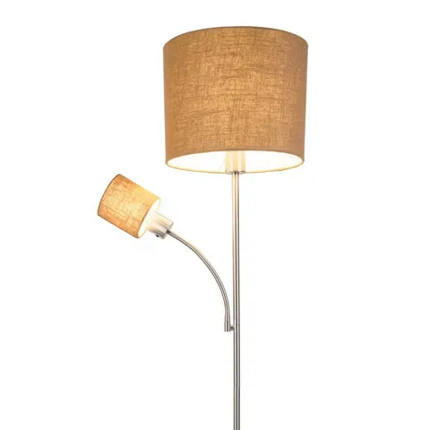 Stehlampe Filomena, braun/silber, Textil, Lesearm, E27, E14 – braun, silber – Bild 1