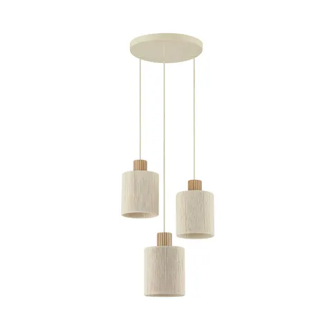 Brilliant Arlo - Hanglamp - 3-lichts - E27 - Beige/Hout – afbeelding 1