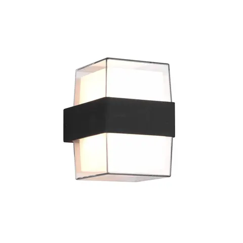 Reality Leuchten Molina LED outdoor wall light, angular, anthracite – anthracite, white, transparent – image 1