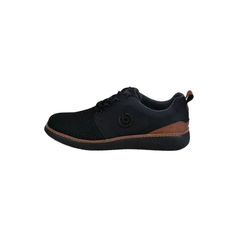 Schnürschuh BUGATTI, Herren, Gr. 41, Textil, schwarz, Lederimitat, Schuhe Schnürschuh, Freizeitschuh, Halbschuh, Schnürer mit Kontrastbesatz an der Ferse schwar – Bild 1