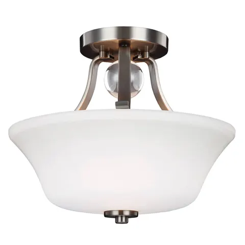 FEISS Evington semi-flush ceiling light, nickel – nickel, opal white – image 1