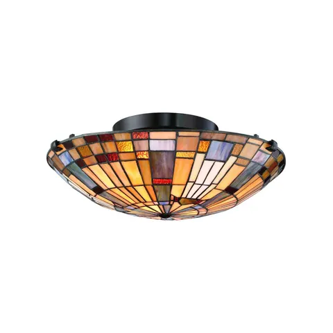 QUOIZEL Inglenook ceiling light, multicoloured/bronze, 41 cm – image 1