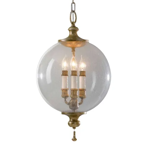 FEISS Argento Hanging Light Elegant – Oxidised silver leaf, clear – image 1