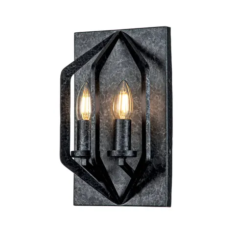 QUOIZEL Vanguard wall light, old black, 2-bulb – image 1