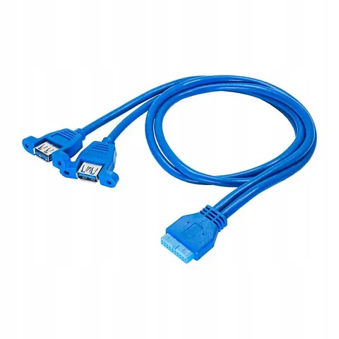 Akyga Kabeladapter Voor Usb 19-Pins Computer/Laptop 2X Usb A Efficiënt – afbeelding 1