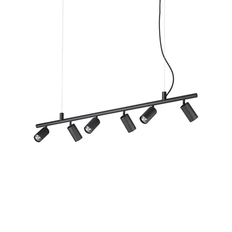 IDEAL LUX Dynamite Round hanging light, black, 6-bulb – image 1