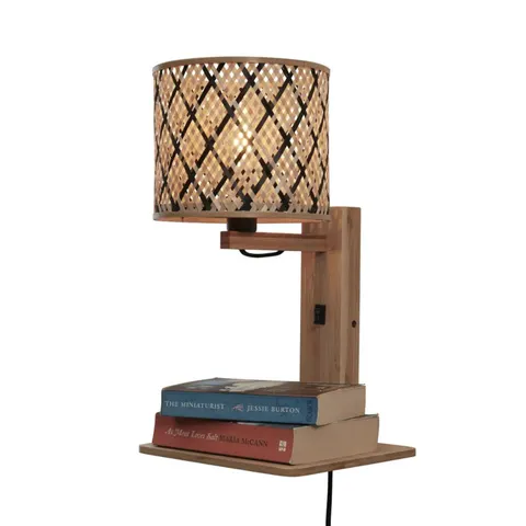 GOOD&MOJO Wandlamp Java - Bamboe/Zwart - 30x22x52cm - Binnen Modern – afbeelding 1