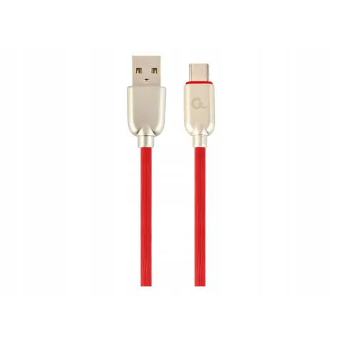 Premium USB Type-C laad- & datakabel 'rubber', 2 m, rood – afbeelding 1