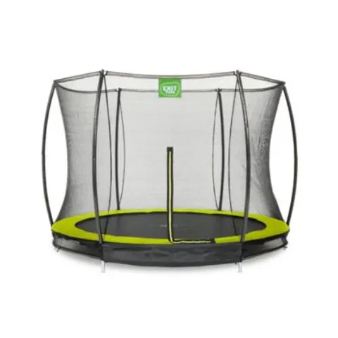 Trampoline enterré EXIT Silhouette D244cm avec filet de sécurité vert – image 1