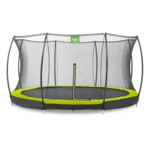 Trampoline enterré EXIT Silhouette D427cm avec filet de sécurité vert – image 1