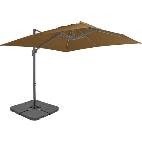 vidaXL Parasol avec base portable Taupe – image 1