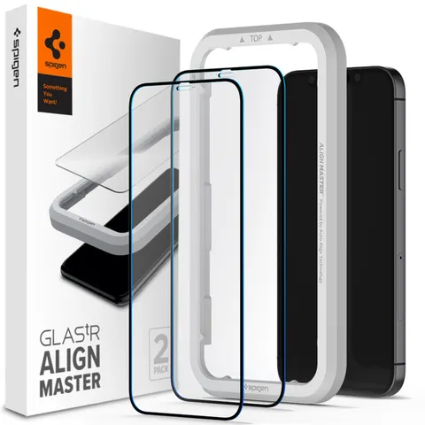 Spigen iPhone 12/12 Pro Tempered Glass Screenprotector AlignMaster – afbeelding 1