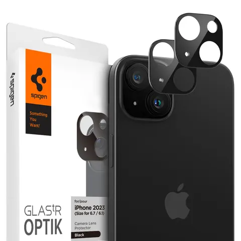 Spigen Optik iPhone 15 / 15 Plus Camera Lens Protector Zwart (2-Pack) – afbeelding 1