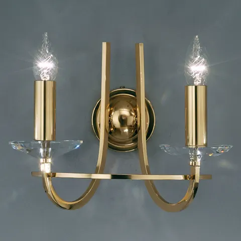 KOLARZ Imperial wall light, brass, two-bulb – brass, clear – image 1