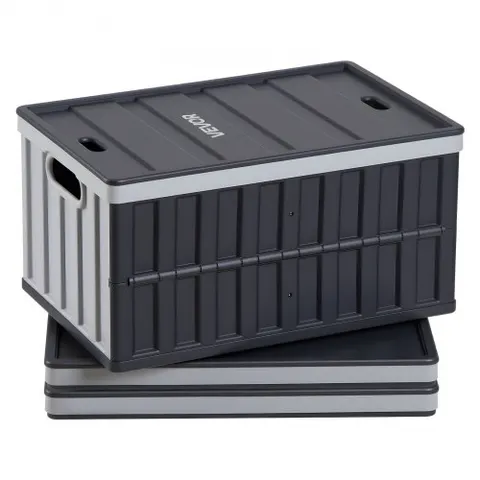 VEVOR Plastic Collapsible Storage Bins with Lids, 65L 3 Packs, Stackable Folding Storage Crates with Handles, Holds 38 kg Per Bin, Heavy Duty Containers, Space – Bild 1