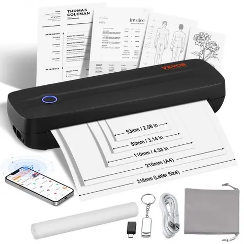 VEVOR Portable Printer - 2600mAh Battery, 203 DPI, Bluetooth Inkless Mobile Printer for A4, A5 & 8.5" x 11" Thermal Paper, Compatible with iOS, Android & Laptop – Bild 1