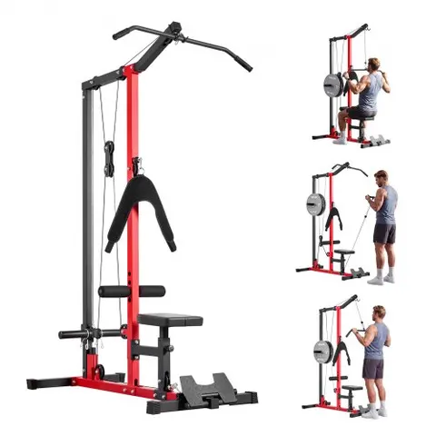 VEVOR LAT Pull Down Machine, 3-in-1 Row Cable Machine, Cable Machines Home Gym with 3-Level Adjustable Seat, 4-Level Adjustable Foam Roller, Load 181kg Lat Towe – Bild 1