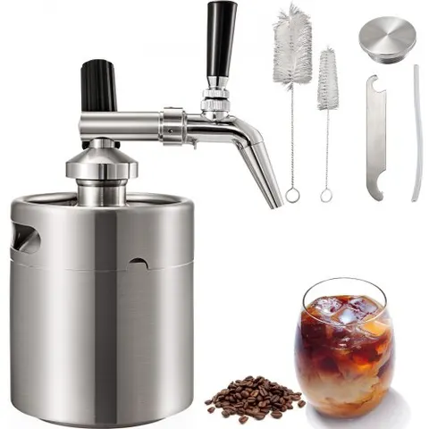 VEVOR Nitro Cold Brew Coffee Maker 2L Nitro Brew Coffee Maker Stainless Steel Nitro Coffee Maker Portable Cold Brew Coffee Maker with Brushes Home Brew Kit – Bild 1