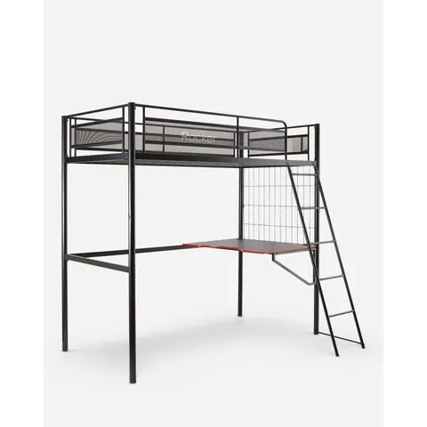X Rocker Icarus XL Single High Sleeper Bunk Bed Frame with Desk - Black & Red – image 1