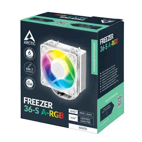 ARCTIC Freezer 36-S A-RGB (White) Multi Compatible Tower CPU Cooler – image 1