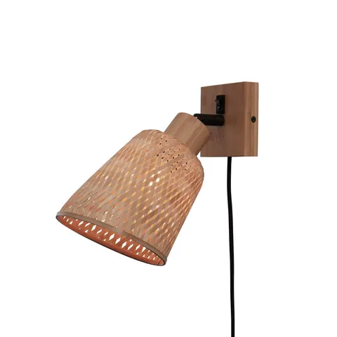 Good & Mojo Design wandlamp Java, hout licht, Woon-/ Eetkamer, Bamboe, Wandlamp design – afbeelding 1