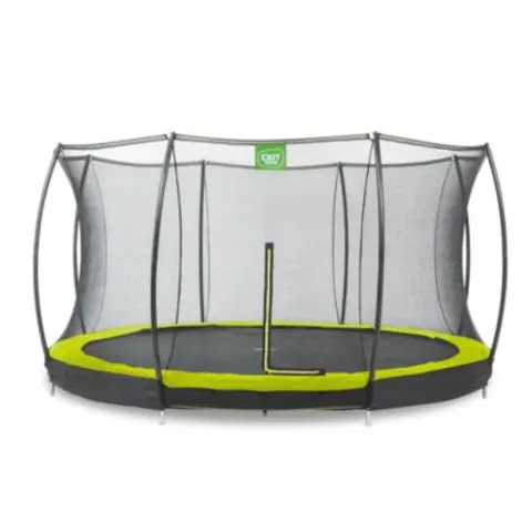 Trampoline enterré EXIT Silhouette D366cm avec filet de sécurité vert – image 1
