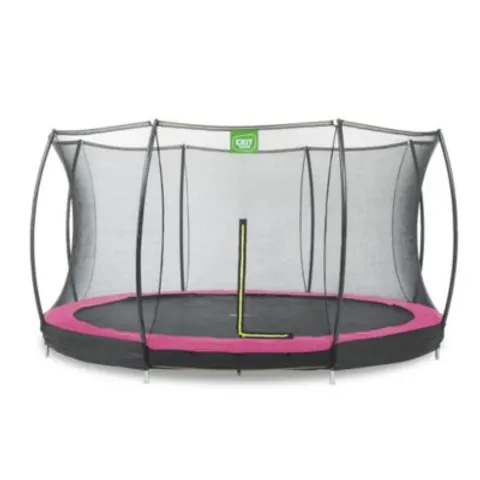 Trampoline enterré EXIT Silhouette D366cm avec filet de sécurité rose – image 1