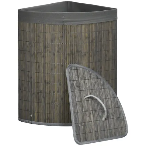 HOMCOM Wasmand - Bamboe - 38x38x57cm - Grijs – afbeelding 1