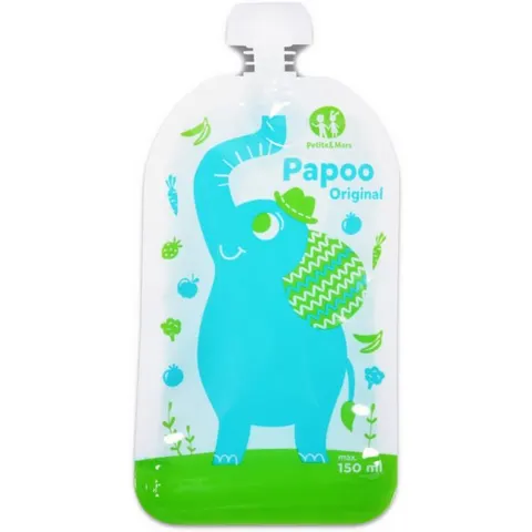 Petite&Mars Papoo knijpzakje Elephant 6x150 ml – afbeelding 1