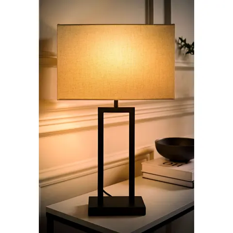 ValueLights Gloria Metal Double Stem Table Lamp With Rectangular Shade - Black – image 1