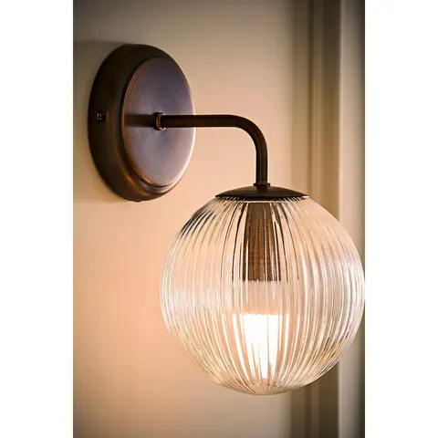 Kempton Ribbed Globe Wall Light – image 1